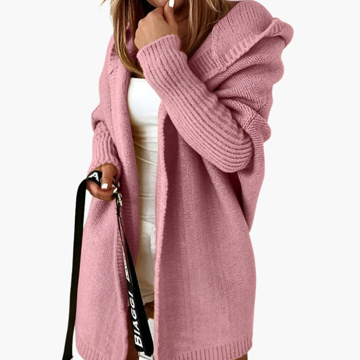 Damen Strickcardigan mit Kapuze und langen Ärmeln