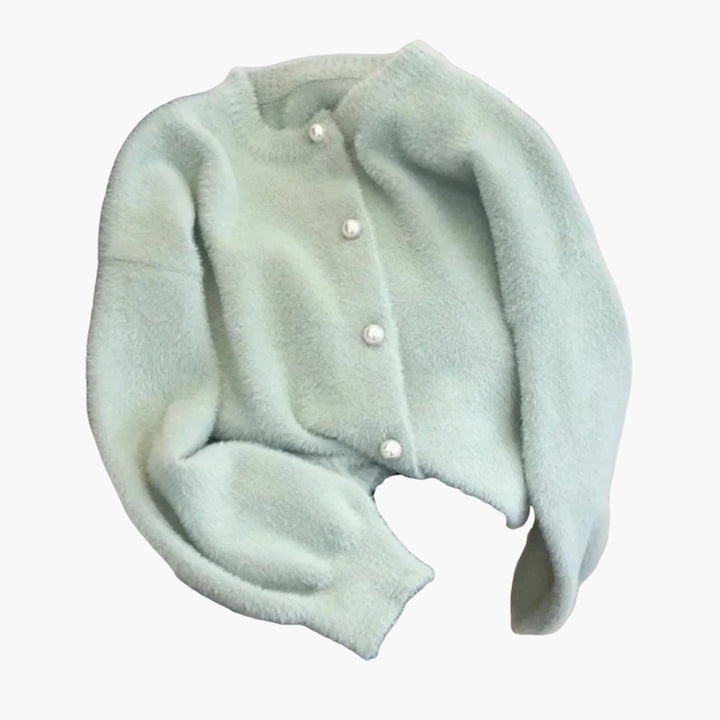 Damen Strickcardigan mit Rundhalsausschnitt und Knopfleiste