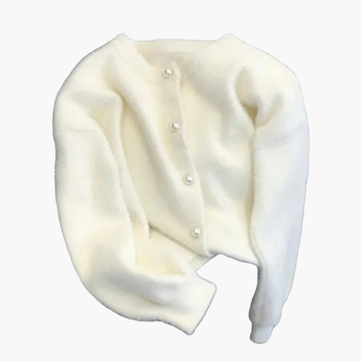 Damen Strickcardigan mit Rundhalsausschnitt und Knopfleiste