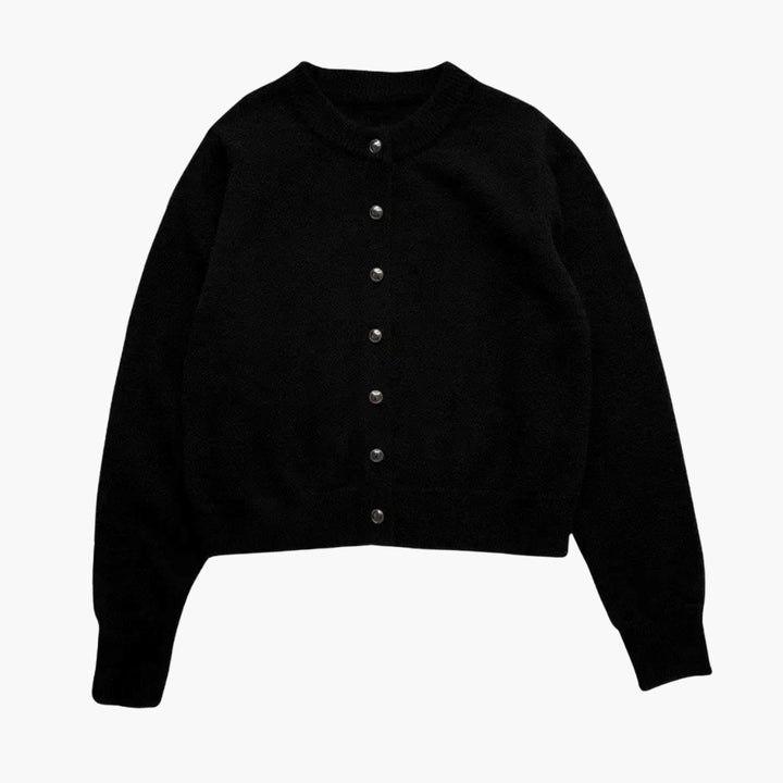 Damen Strickcardigan mit Rundhalsausschnitt und Knopfleiste