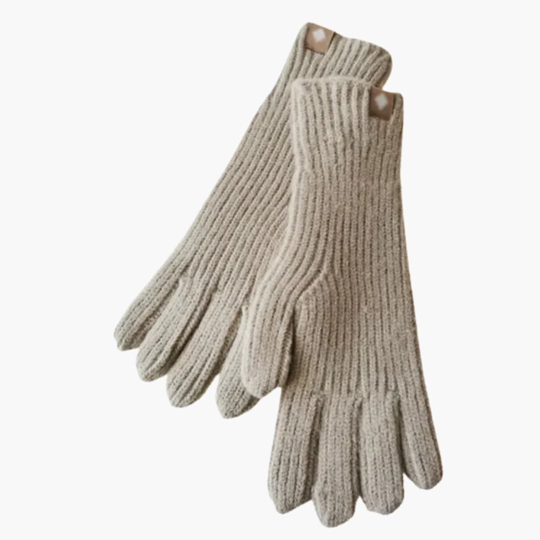 Damen Strickhandschuhe mit Rippstruktur und Touchfunktion