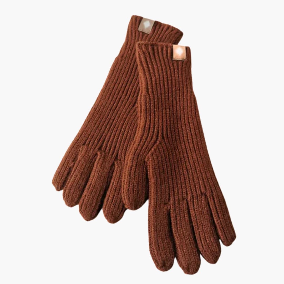 Damen Strickhandschuhe mit Rippstruktur und Touchfunktion