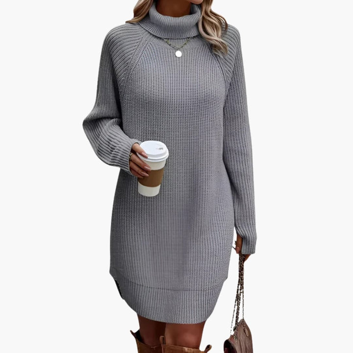 Damen Strickkleid mit Rollkragen und langen Ärmeln