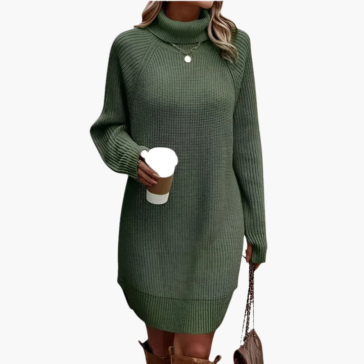 Damen Strickkleid mit Rollkragen und langen Ärmeln