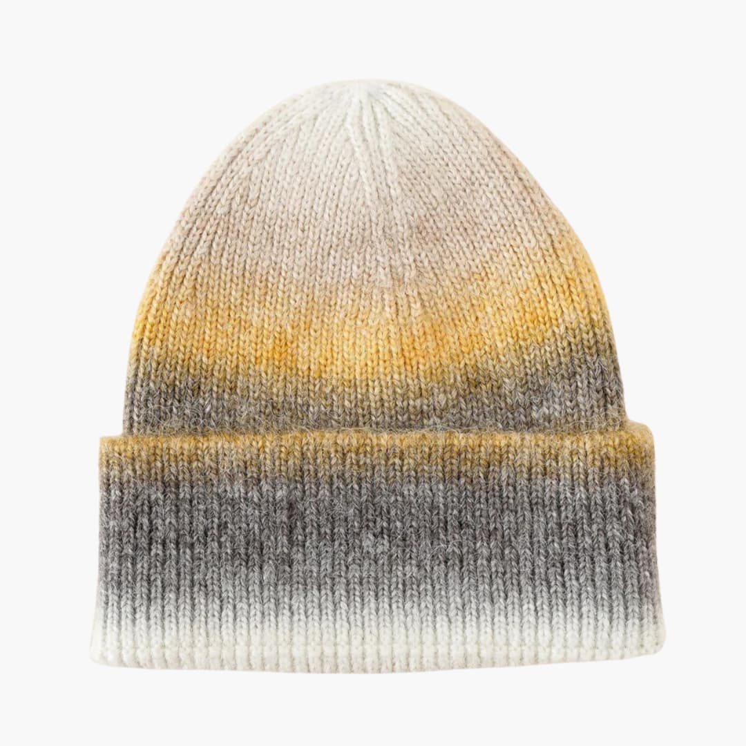 Damen Strickmütze mit Farbverlaufmuster und Umschlagkante