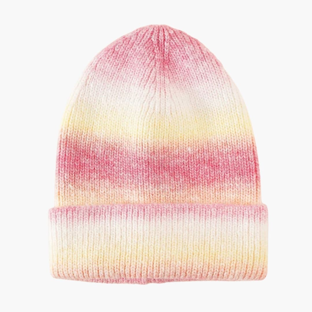 Damen Strickmütze mit Farbverlaufmuster und Umschlagkante