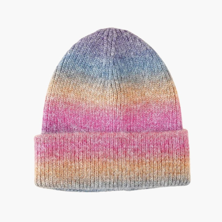 Damen Strickmütze mit Farbverlaufmuster und Umschlagkante
