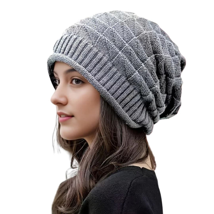 Damen Strickmütze mit Elastischem Bund und Leichtem Material