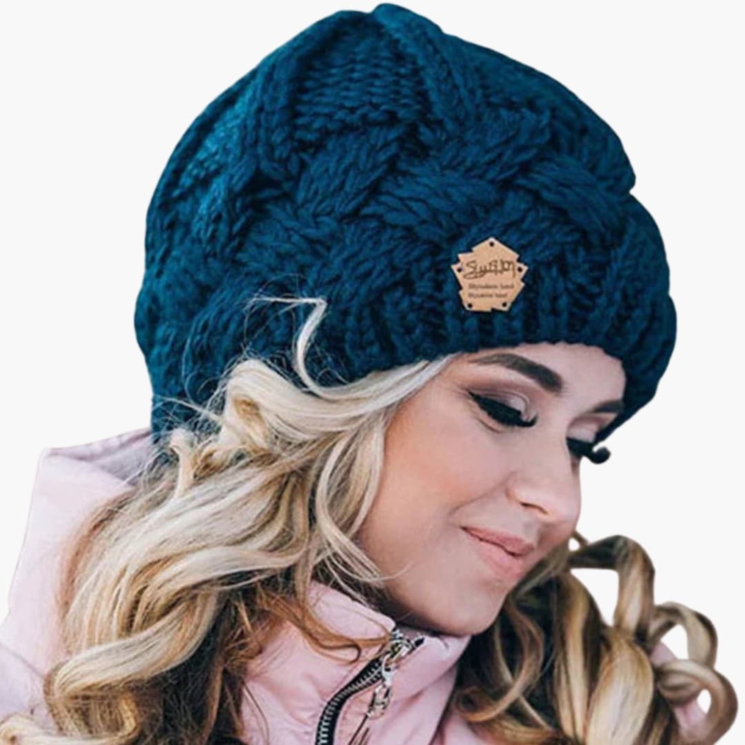 Damen Strickmütze mit Umschlagkante und Rundform