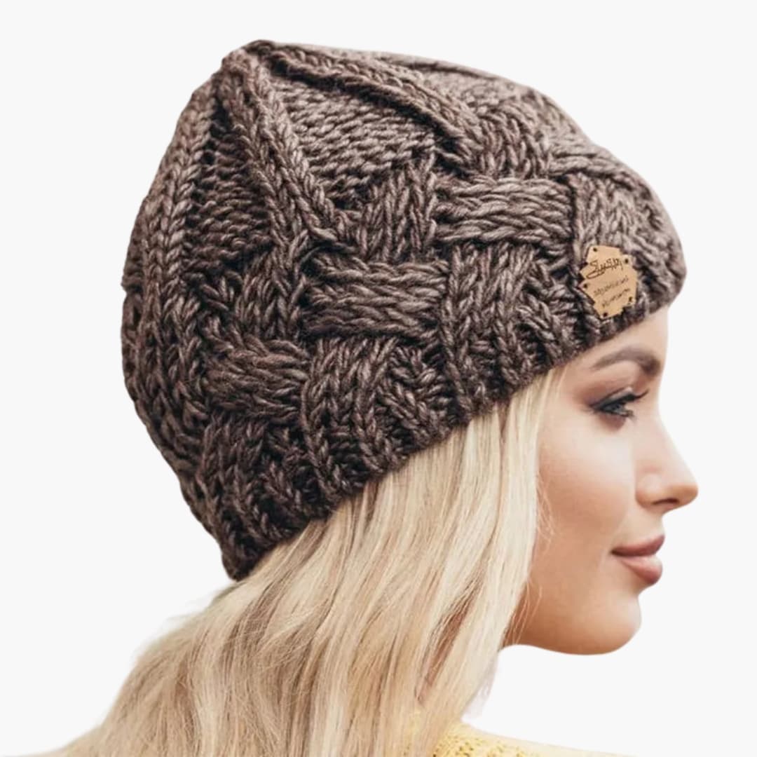 Damen Strickmütze mit Umschlagkante und Rundform