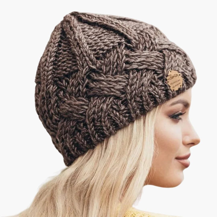 Damen Strickmütze mit Umschlagkante und Rundform