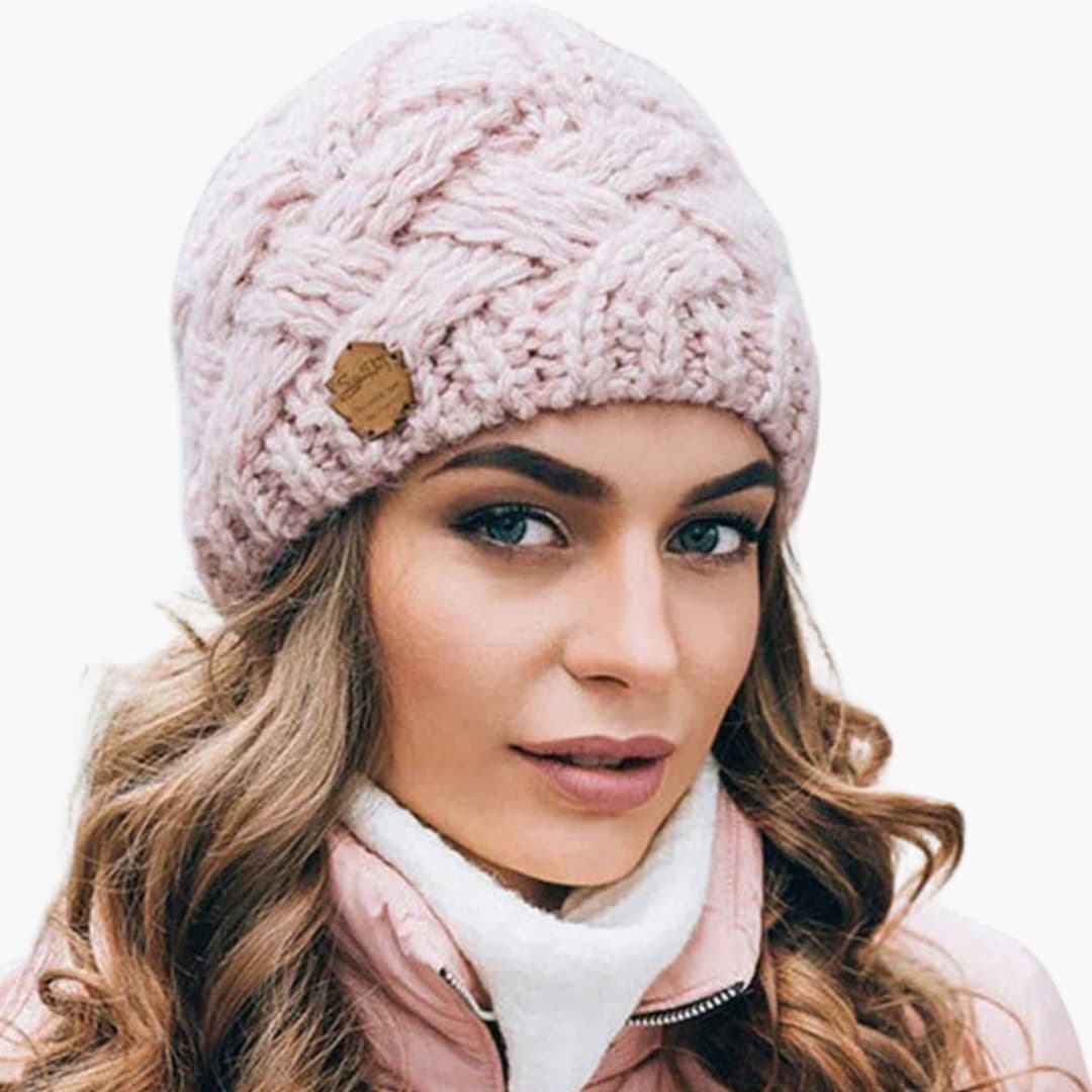 Damen Strickmütze mit Umschlagkante und Rundform