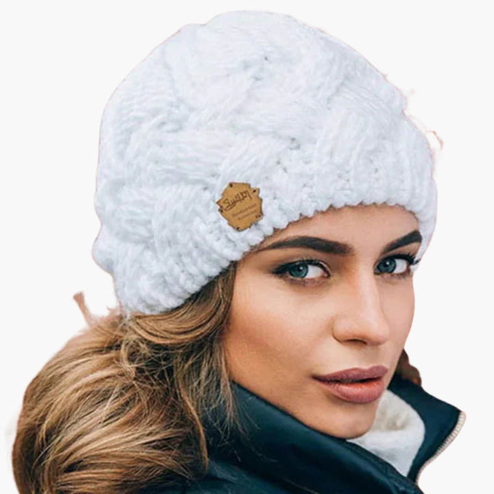 Damen Strickmütze mit Umschlagkante und Rundform