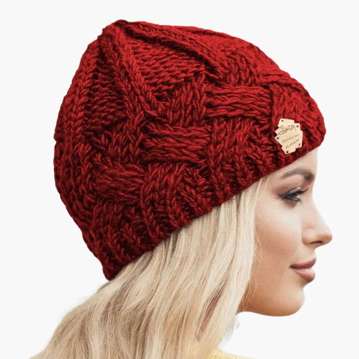 Damen Strickmütze mit Umschlagkante und Rundform