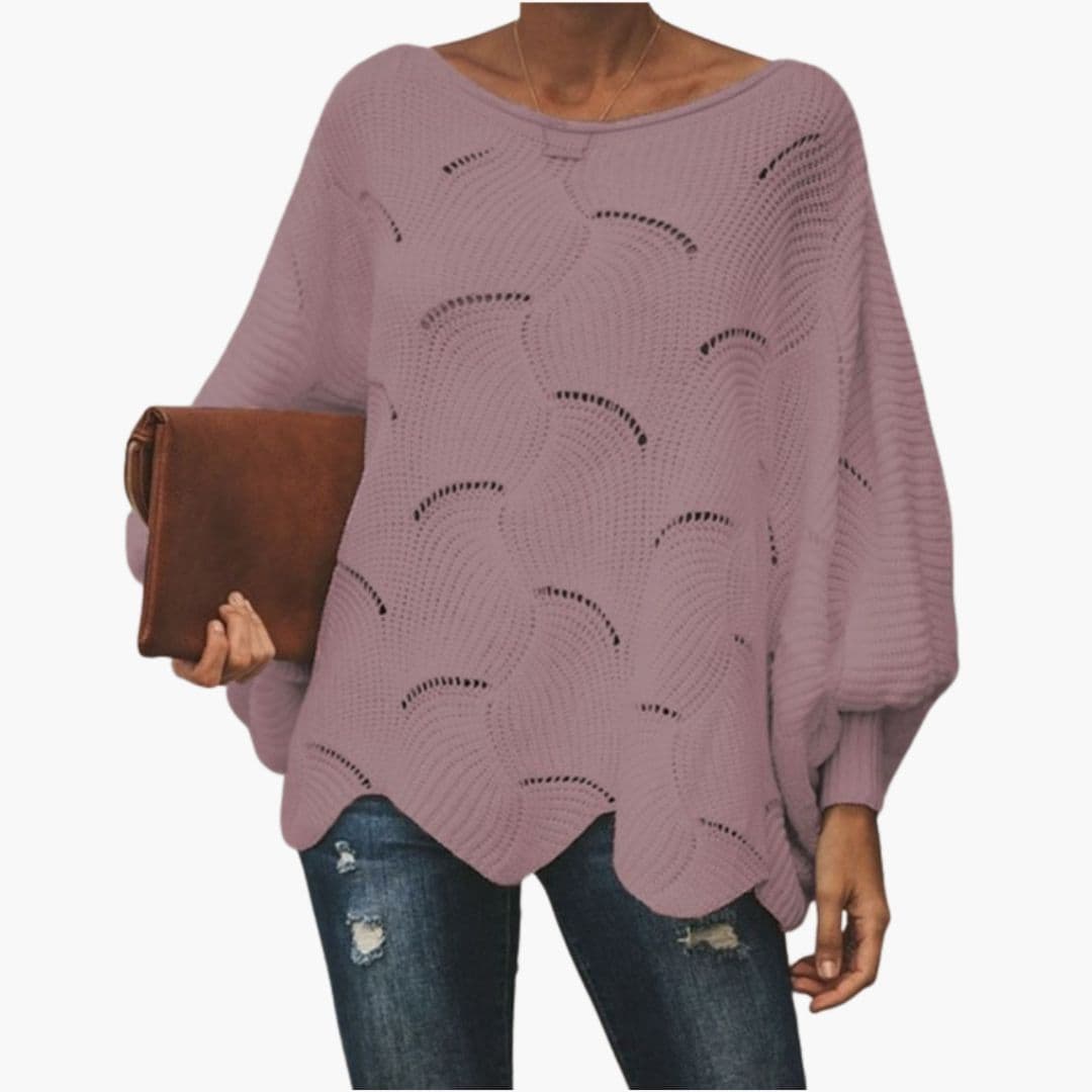 Damen Strickpullover mit Fledermausärmeln