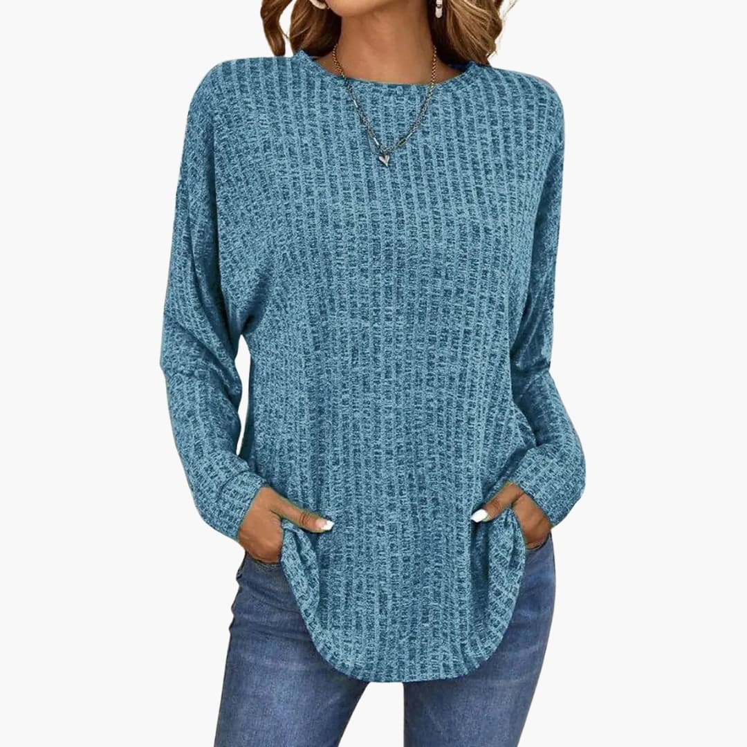 Damen Strickpullover mit Gerippter Oberfläche