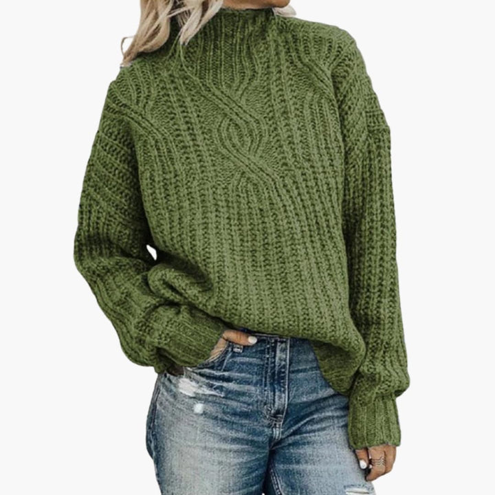 Damen Strickpullover mit Hohem Ausschnitt