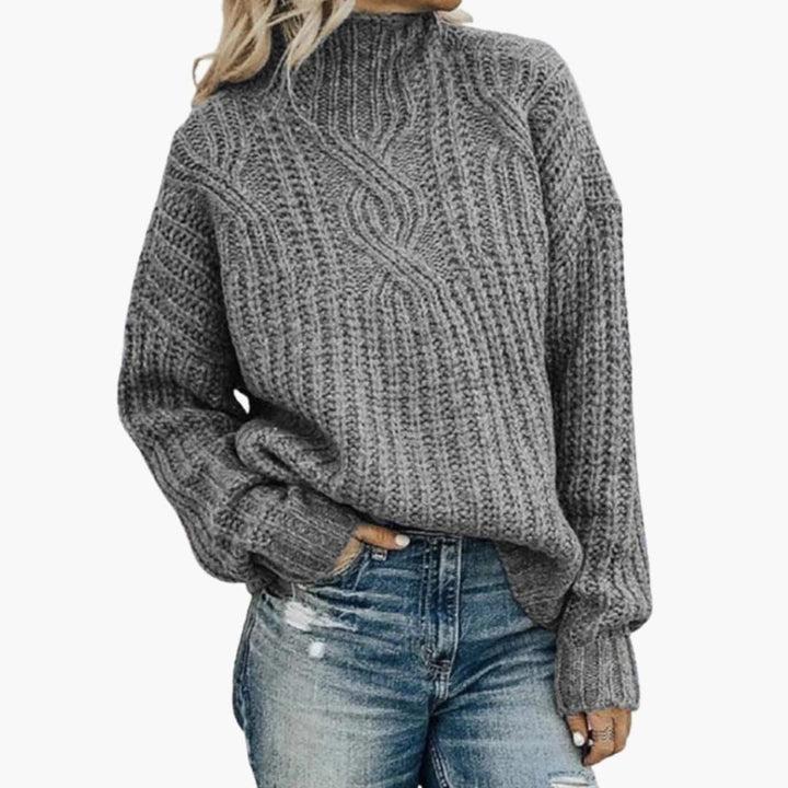 Damen Strickpullover mit Hohem Ausschnitt