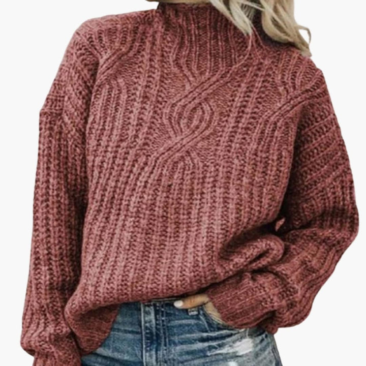 Damen Strickpullover mit Hohem Ausschnitt