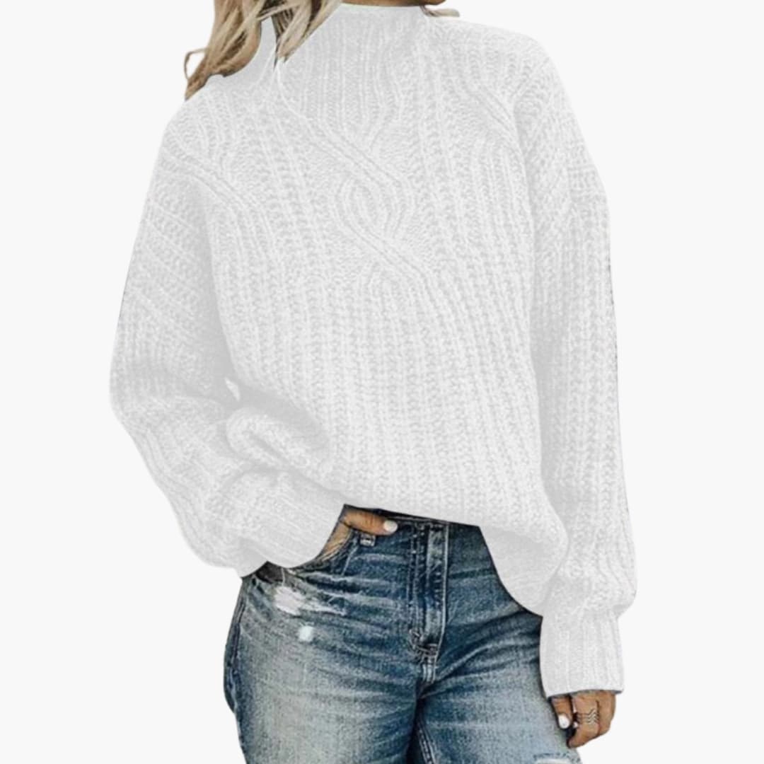 Damen Strickpullover mit Hohem Ausschnitt