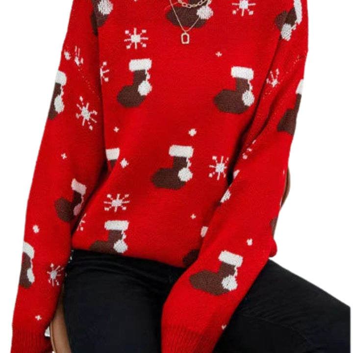 Damen Strickpullover mit Rundhalsausschnitt und Wellenstruktur