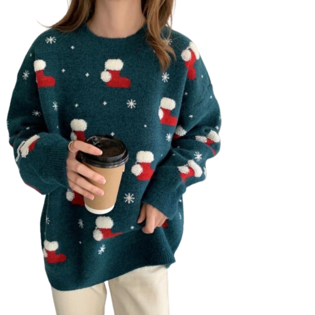 Damen Strickpullover mit Rundhalsausschnitt und Wellenstruktur