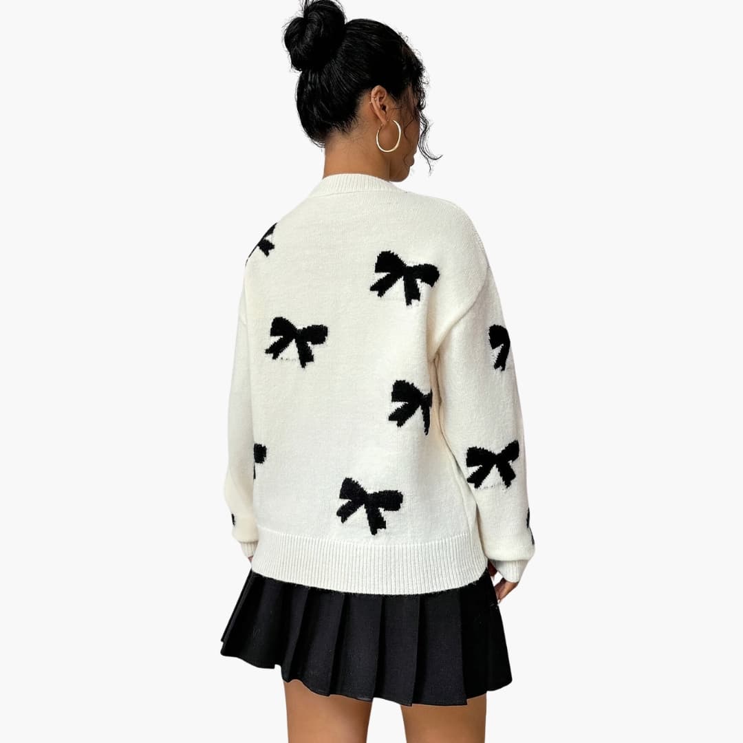 Damen Strickpullover mit Schleifenmuster