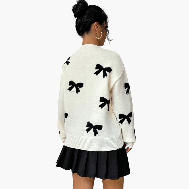 Damen Strickpullover mit Schleifenmuster