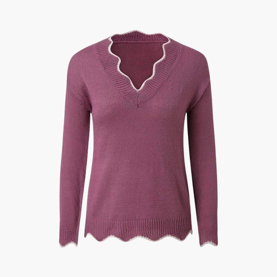 Damen Strickpullover mit Wellenkante