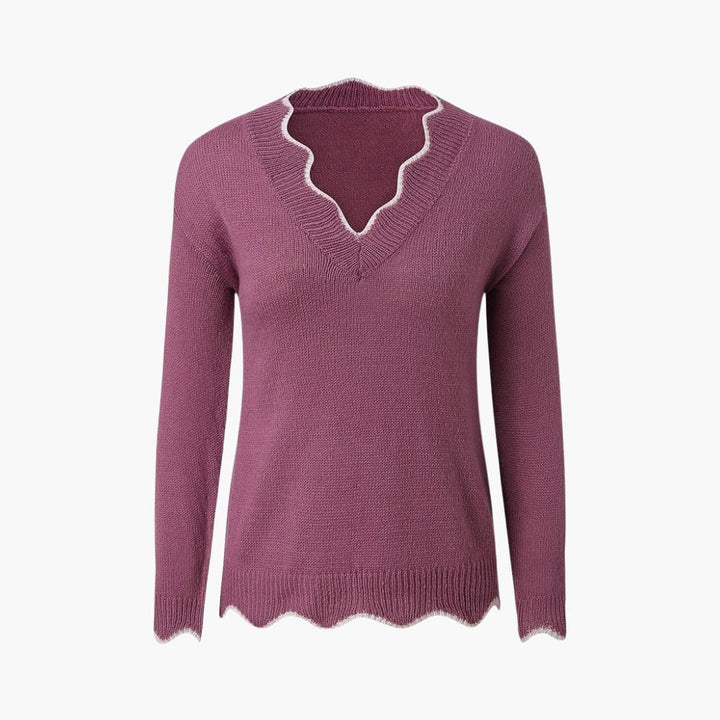 Damen Strickpullover mit Wellenkante
