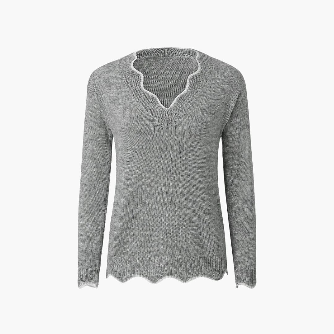 Damen Strickpullover mit Wellenkante