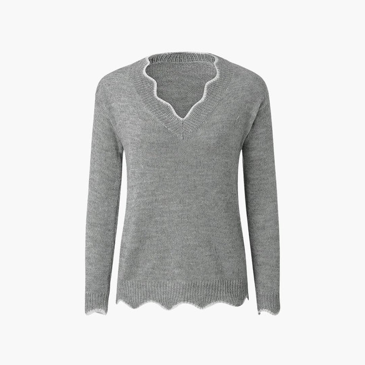 Damen Strickpullover mit Wellenkante