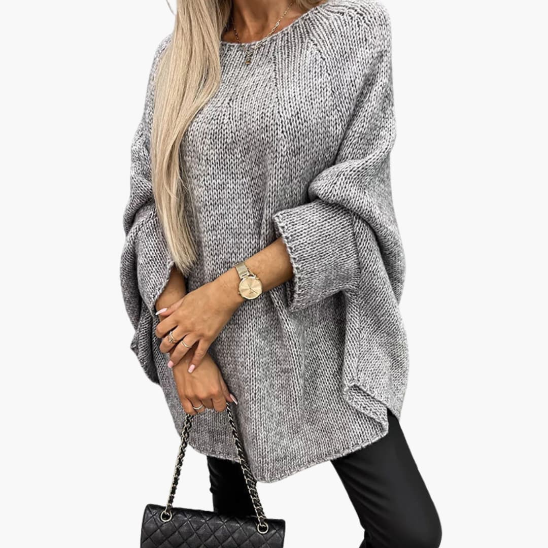 Damen Strickpullover mit lockerem Schnitt und Rundhalsausschnitt