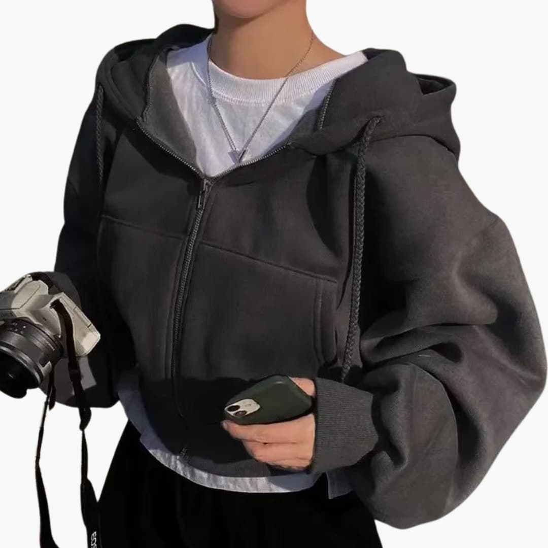 Damen Sweatshirt mit Kapuze und Reißverschluss