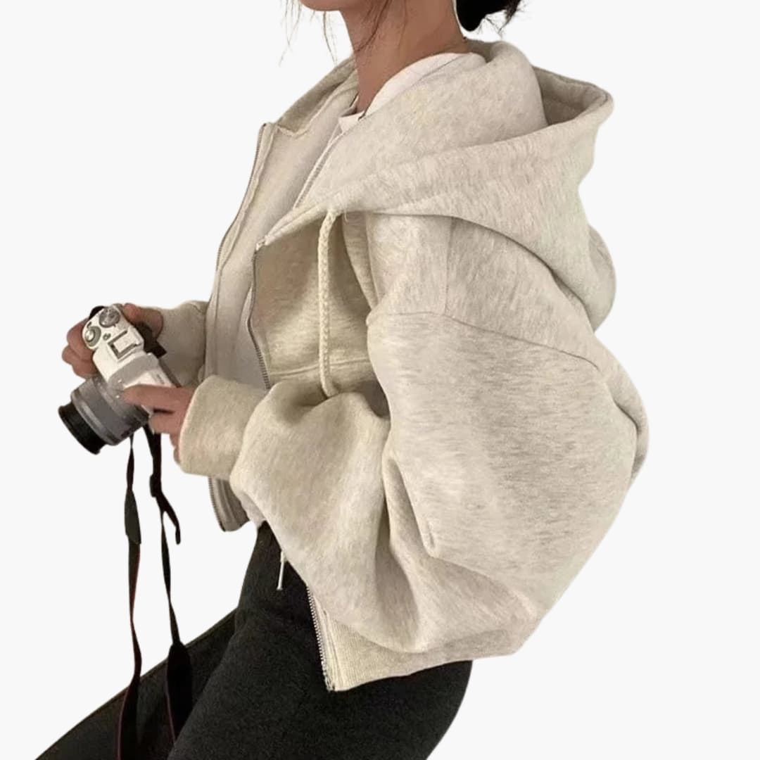 Damen Sweatshirt mit Kapuze und Reißverschluss