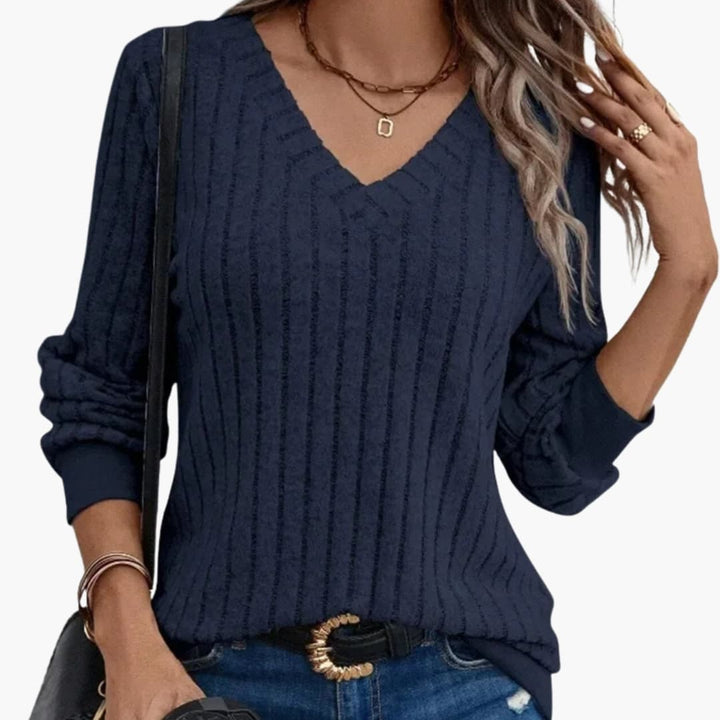 Damen Sweatshirt mit V Ausschnitt