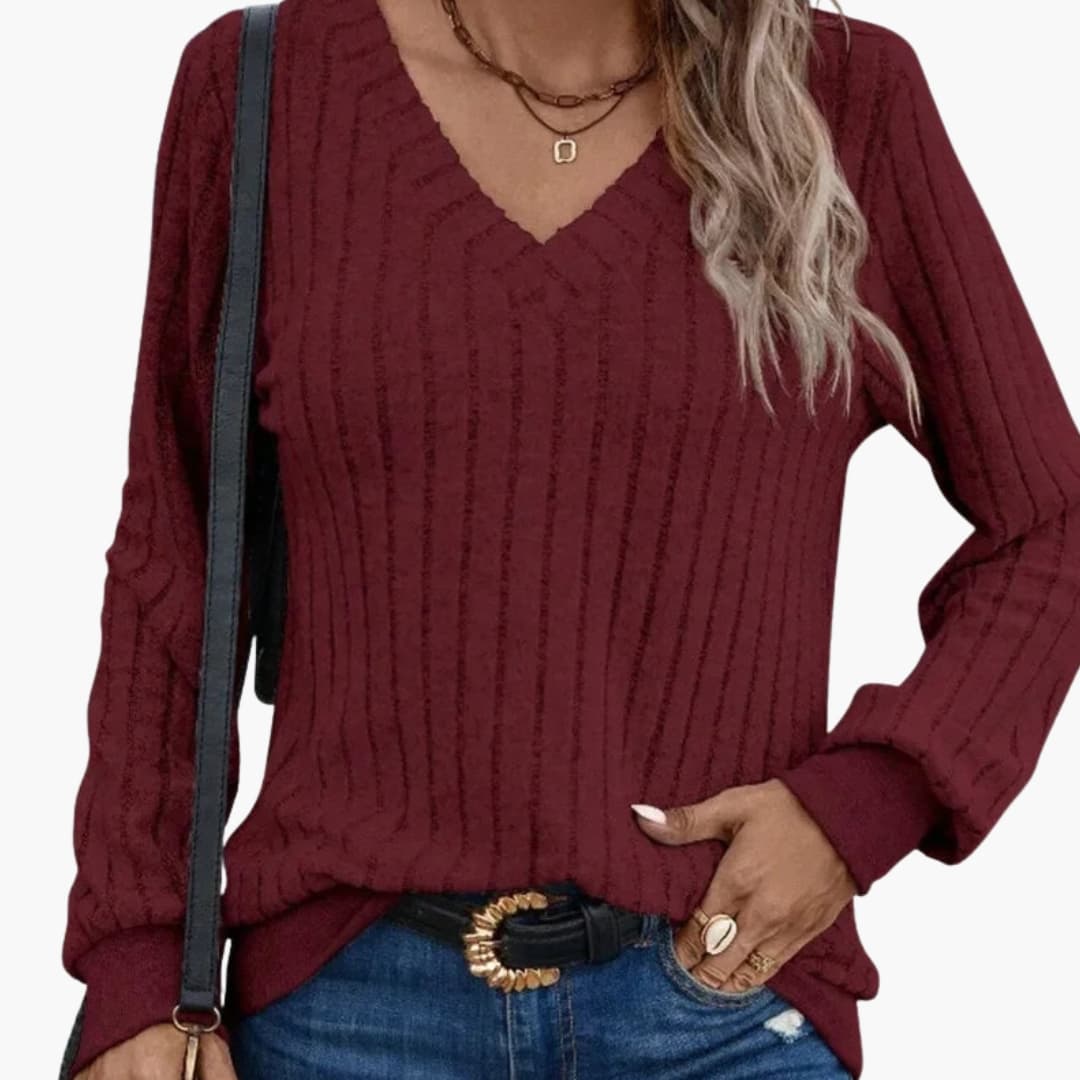 Damen Sweatshirt mit V Ausschnitt