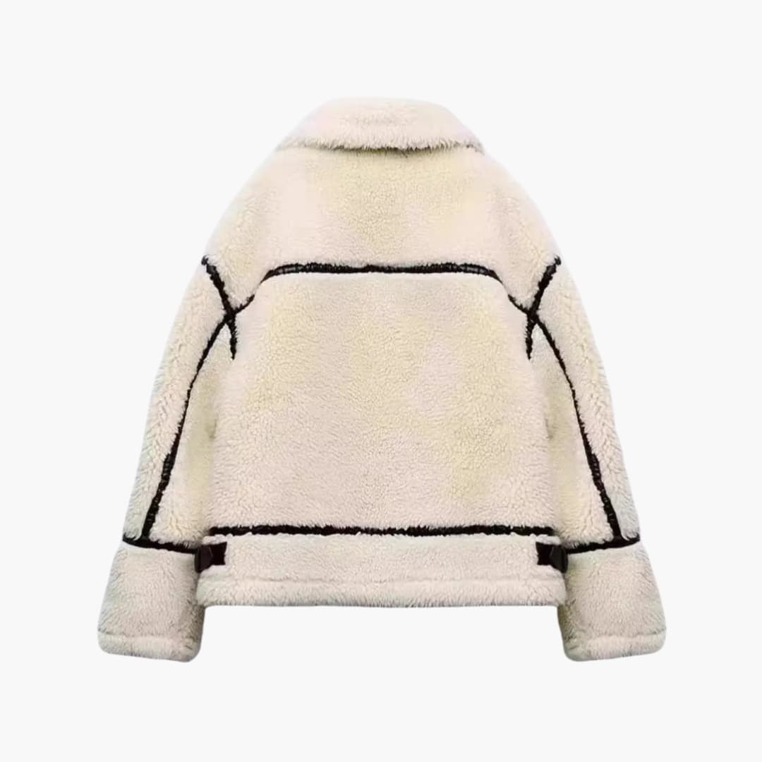 Damen Teddyjacke mit Reißverschluss und Taschen