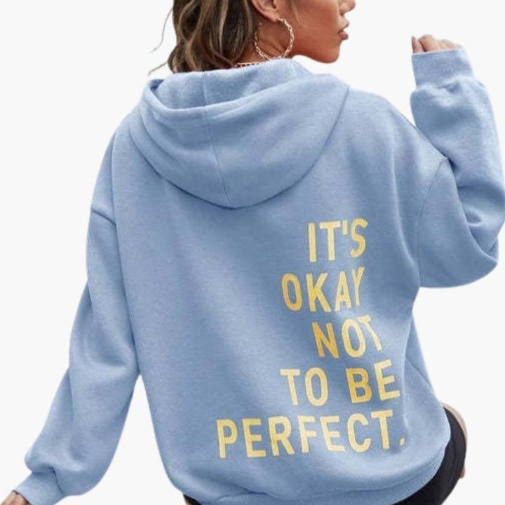 Damen Text Print Hoodie mit Kordelkapuze