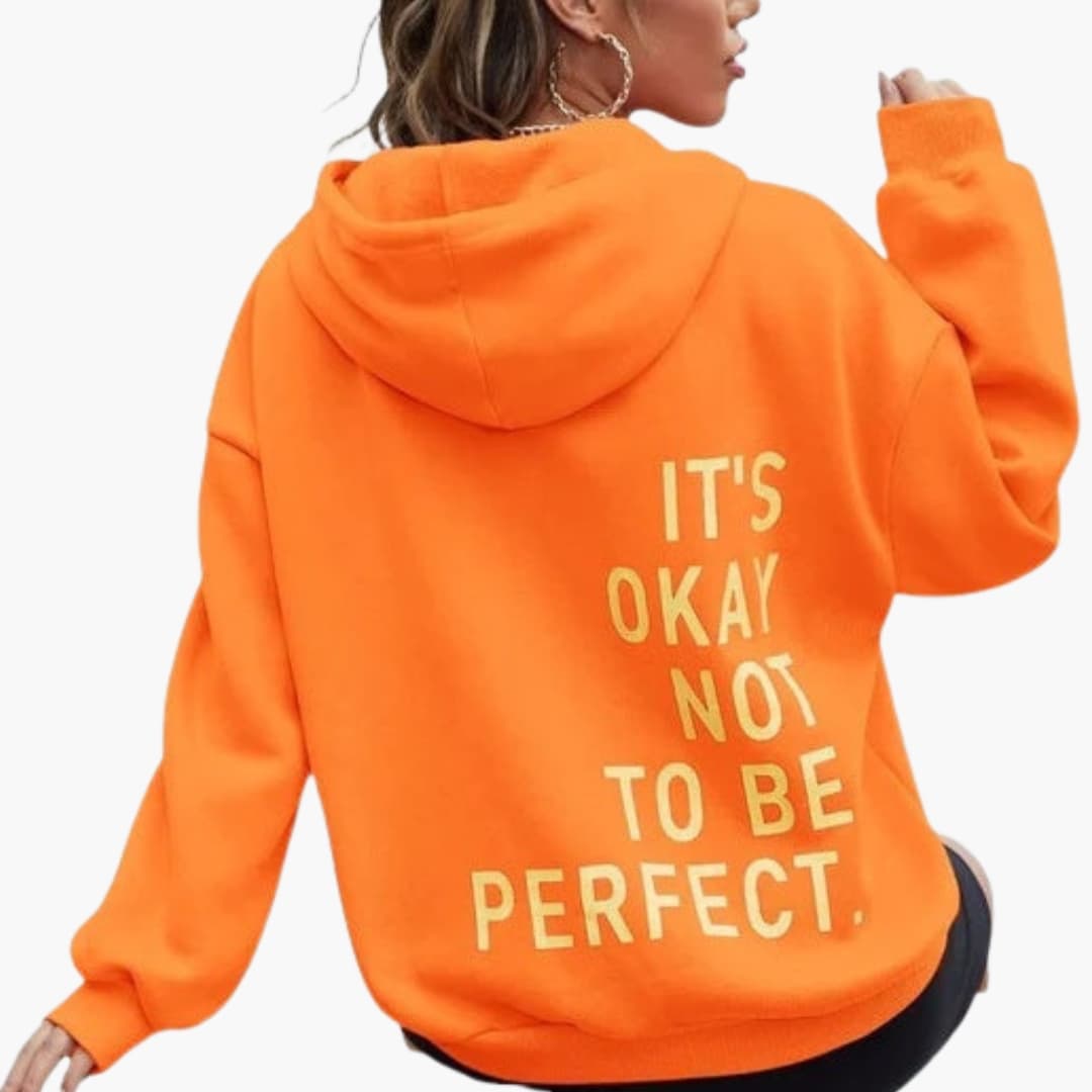 Damen Text Print Hoodie mit Kordelkapuze