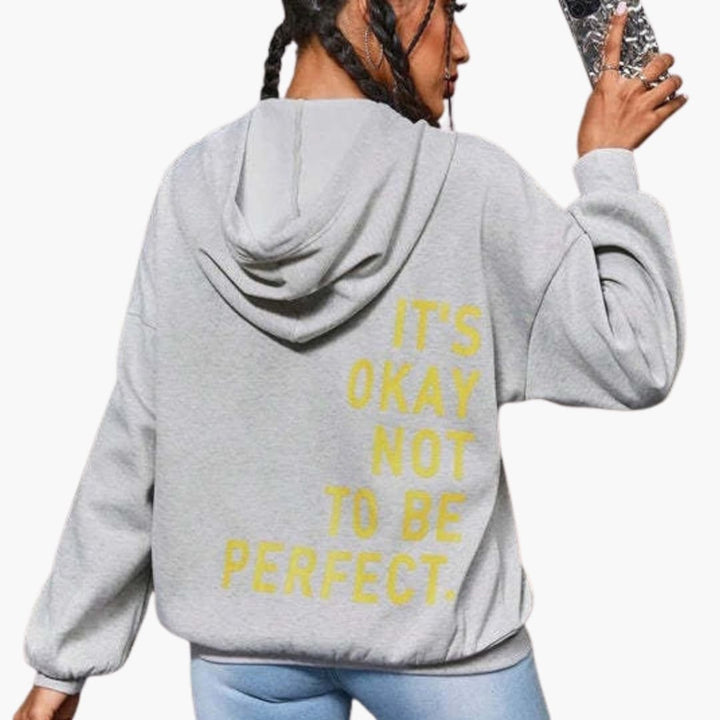 Damen Text Print Hoodie mit Kordelkapuze