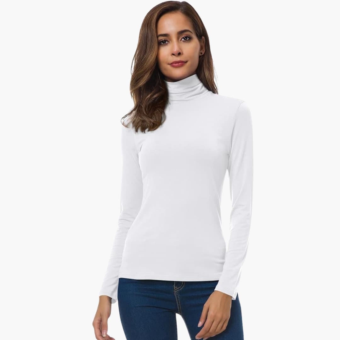 Damen Top mit Rollkragen und langen Ärmeln