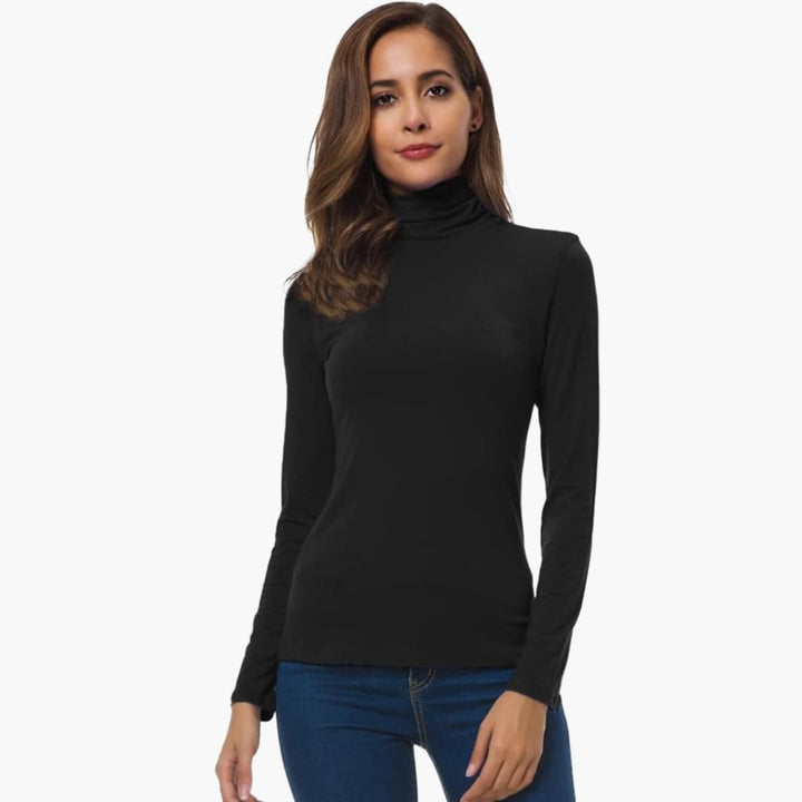 Damen Top mit Rollkragen und langen Ärmeln