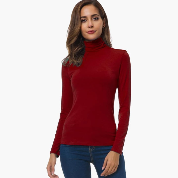 Damen Top mit Rollkragen und langen Ärmeln