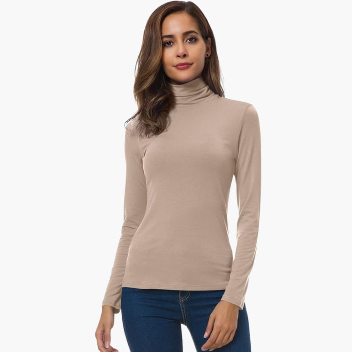 Damen Top mit Rollkragen und langen Ärmeln