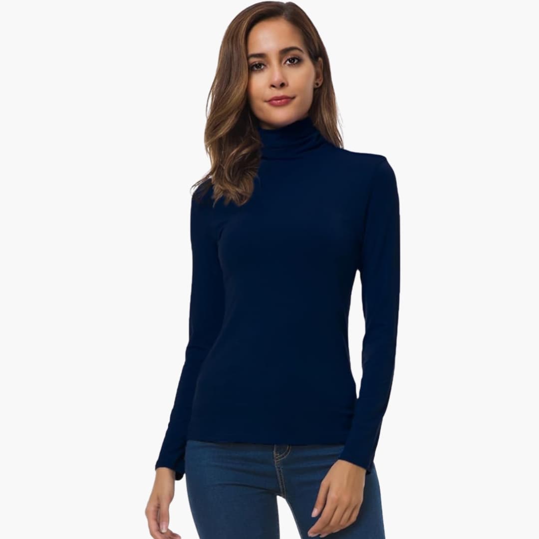 Damen Top mit Rollkragen und langen Ärmeln