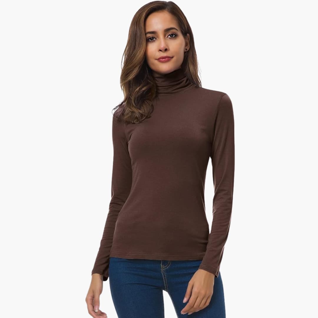 Damen Top mit Rollkragen und langen Ärmeln