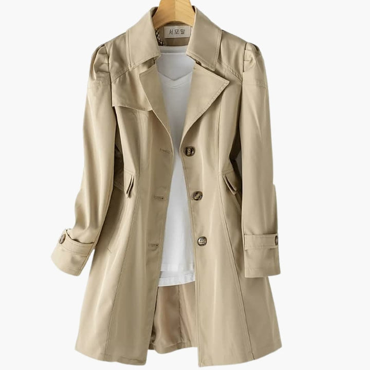 Damen Trenchcoat lang mit Knopfverschluss