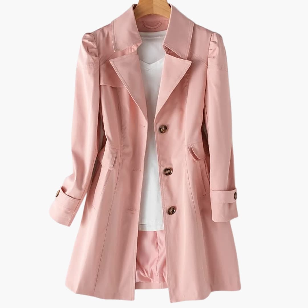Damen Trenchcoat lang mit Knopfverschluss