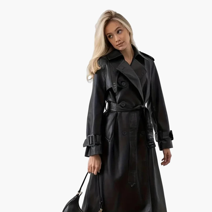 Damen Trenchcoat mit Gürtel und doppelter Knopfleiste